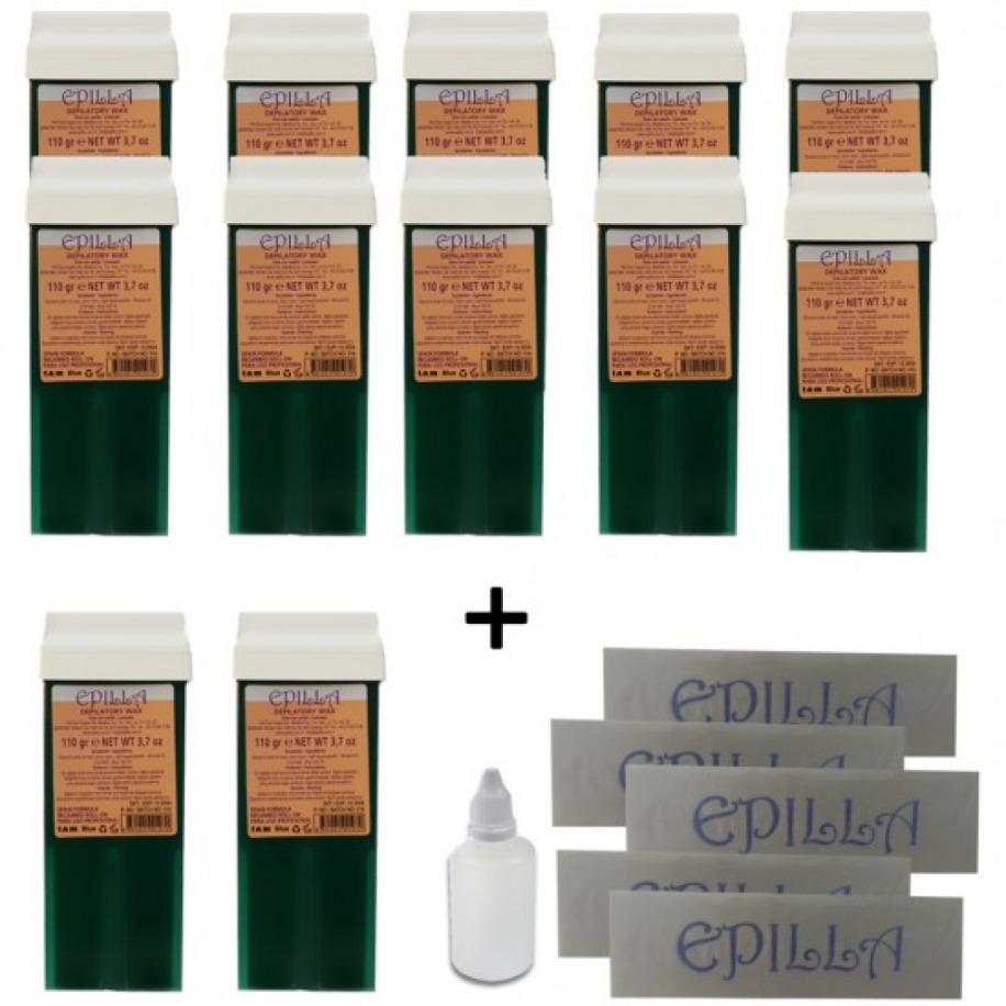 Epilla Mavi Sir Ağda Kartuşu-10+2-Ağda Yağı Ve 5 Paket Ağda Bezi Hediye