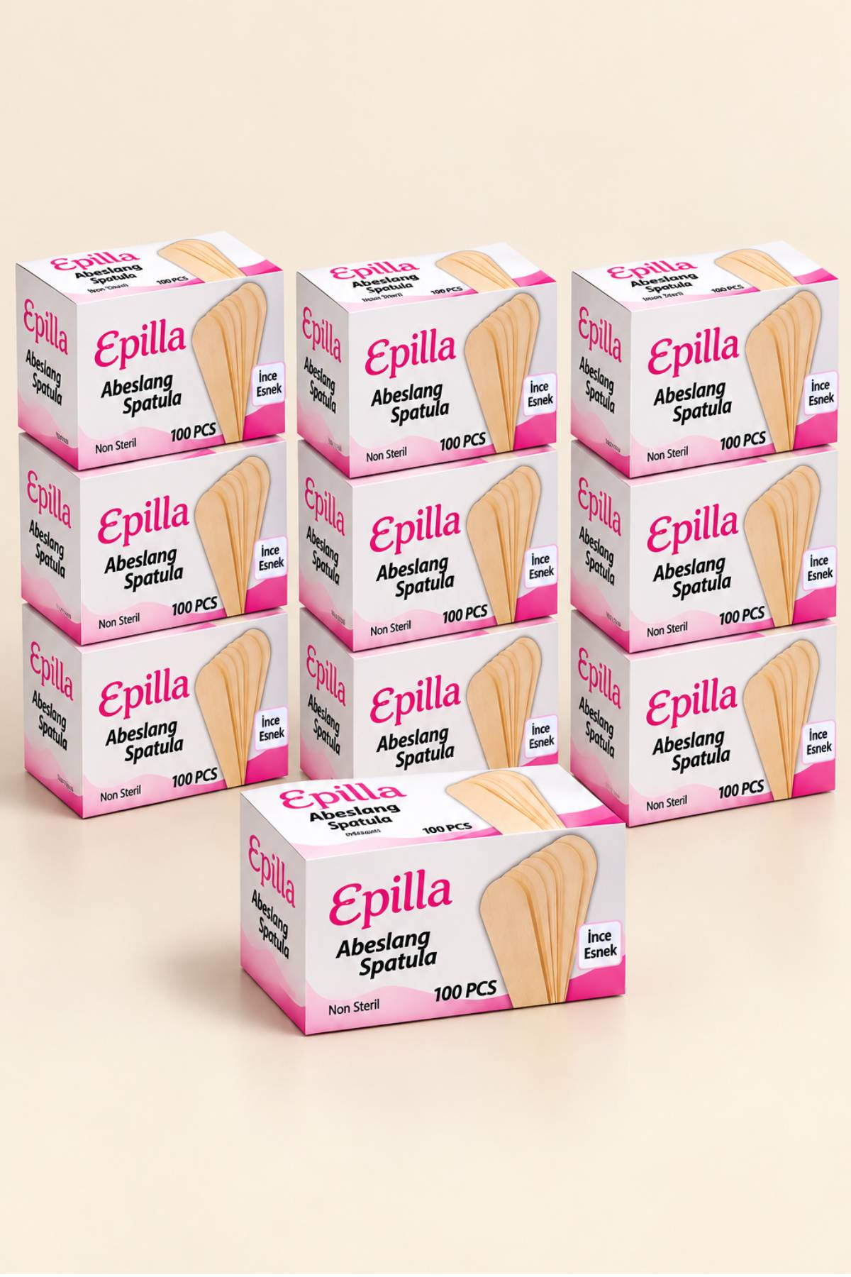 Epilla Ağda Çubuğu Tahta Dil Basacağı 100Lü 10 Paket 1000 Adet Abeslang Ağda Çubuğu