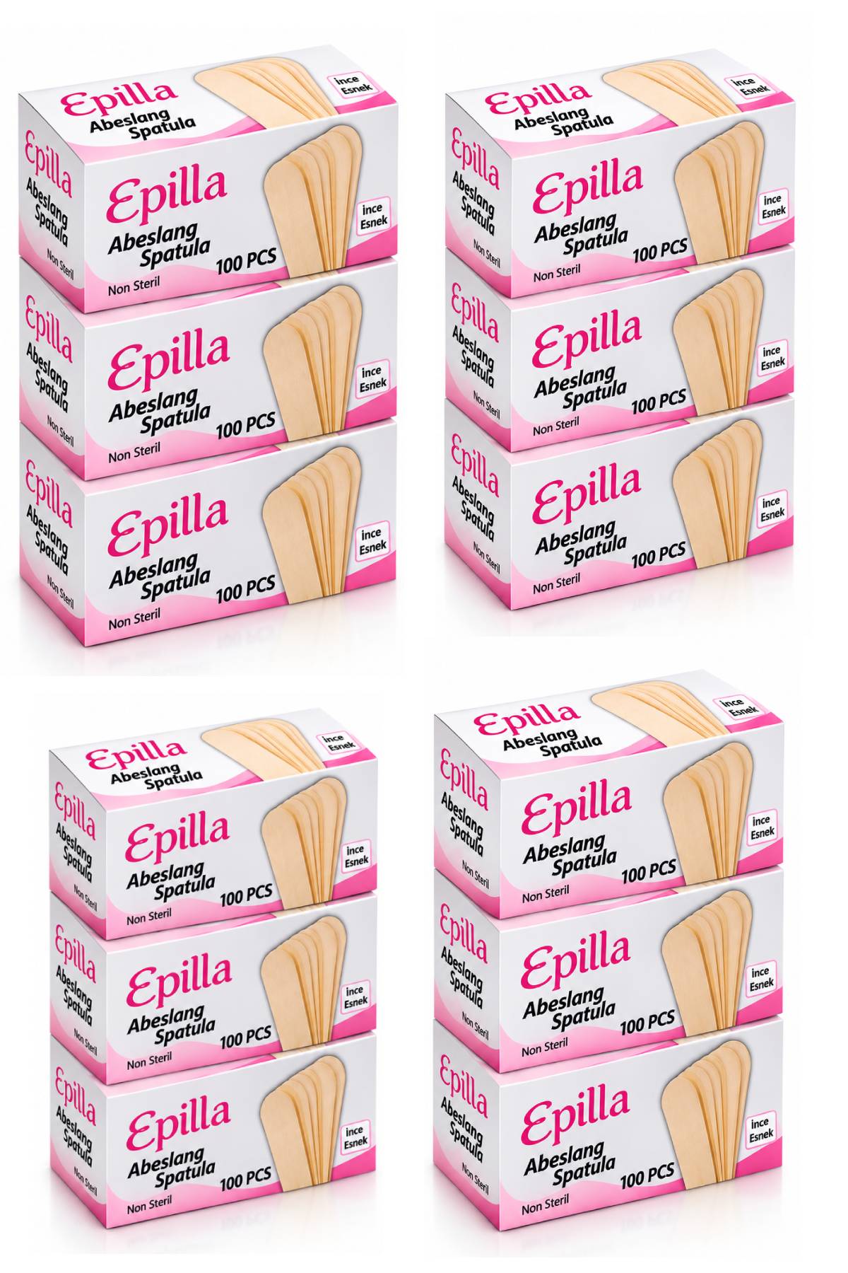 Epilla Ağda Çubuğu Tahta Dil Basacağı 100Lü 12 Paket 1200 Adet Abeslang Ağda Çubuğu
