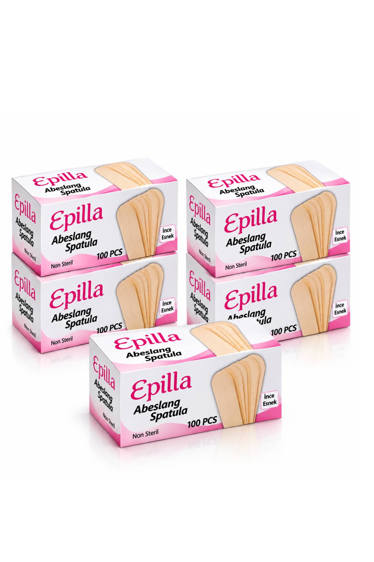 Epilla Ağda Çubuğu Tahta Dil Basacağı 100Lü 5 Paket 500 Adet Abeslang Ağda Çubuğu