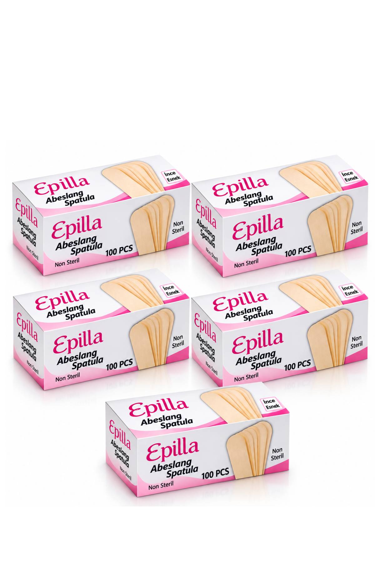 Epilla Ağda Çubuğu Tahta Dil Basacağı 100Lü 5 Paket 500 Adet Abeslang Ağda Çubuğu