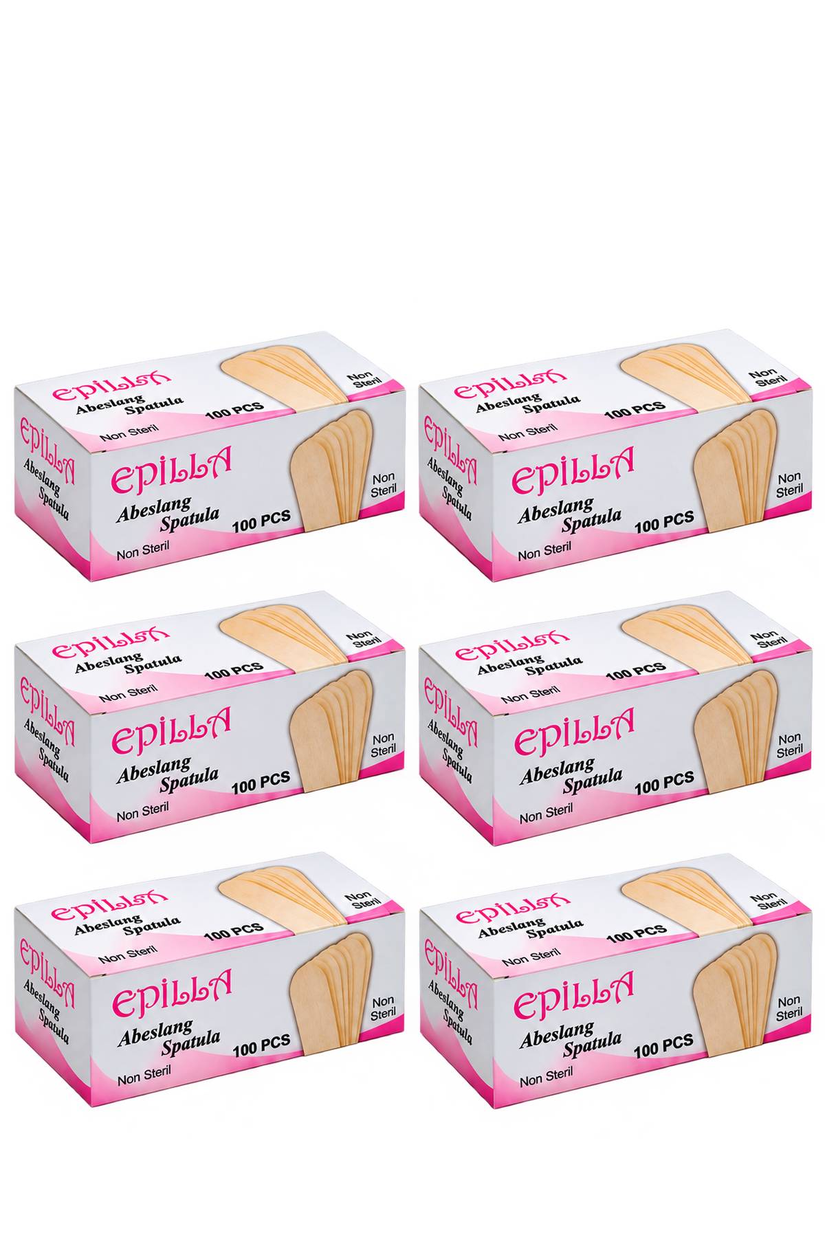 Epilla Ağda Çubuğu Tahta Dil Basacağı 100Lü 6 Paket 600 Adet Abeslang Ağda Çubuğu