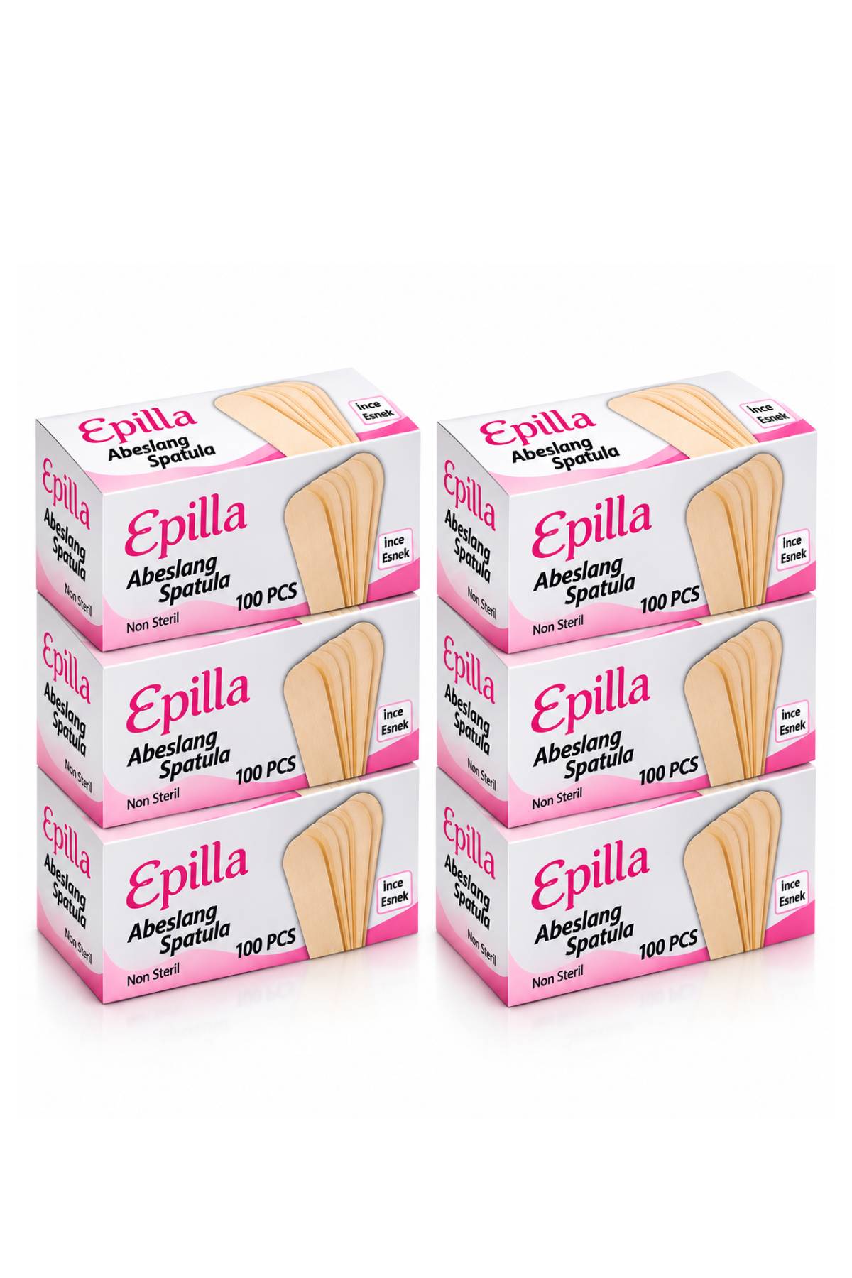 Epilla Ağda Çubuğu Tahta Dil Basacağı 100Lü 6 Paket 600 Adet Abeslang Ağda Çubuğu